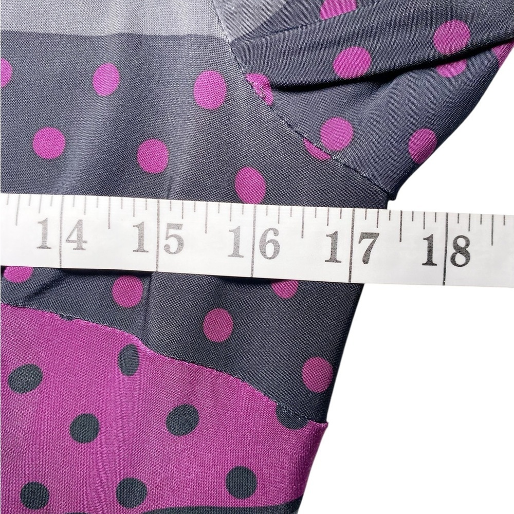 Nine West Gray, Purple, & Green Polka Dot & Striped Long Sleeve Shift Dress - Picture 7 of 13